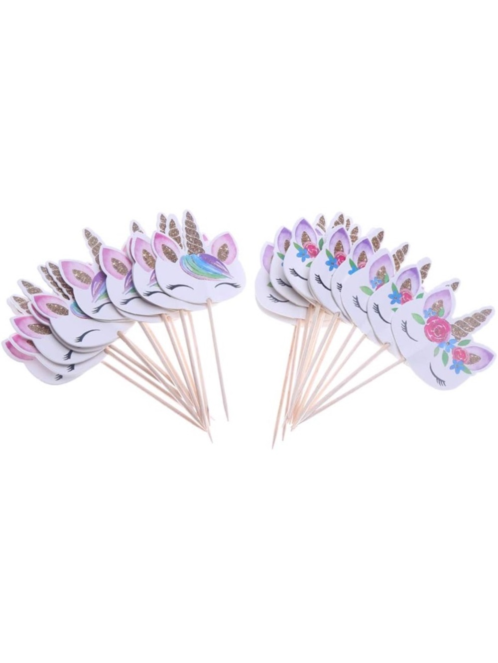 Rainbow Unicorn Cupcake Toppers, Set of 26